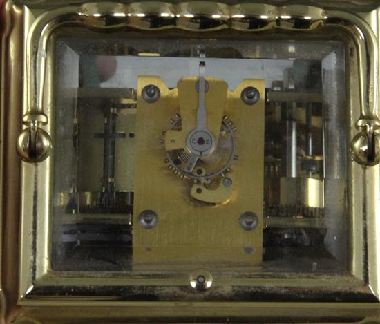 A LEpée lacquered brass hour repeating carriage clock, 6in.